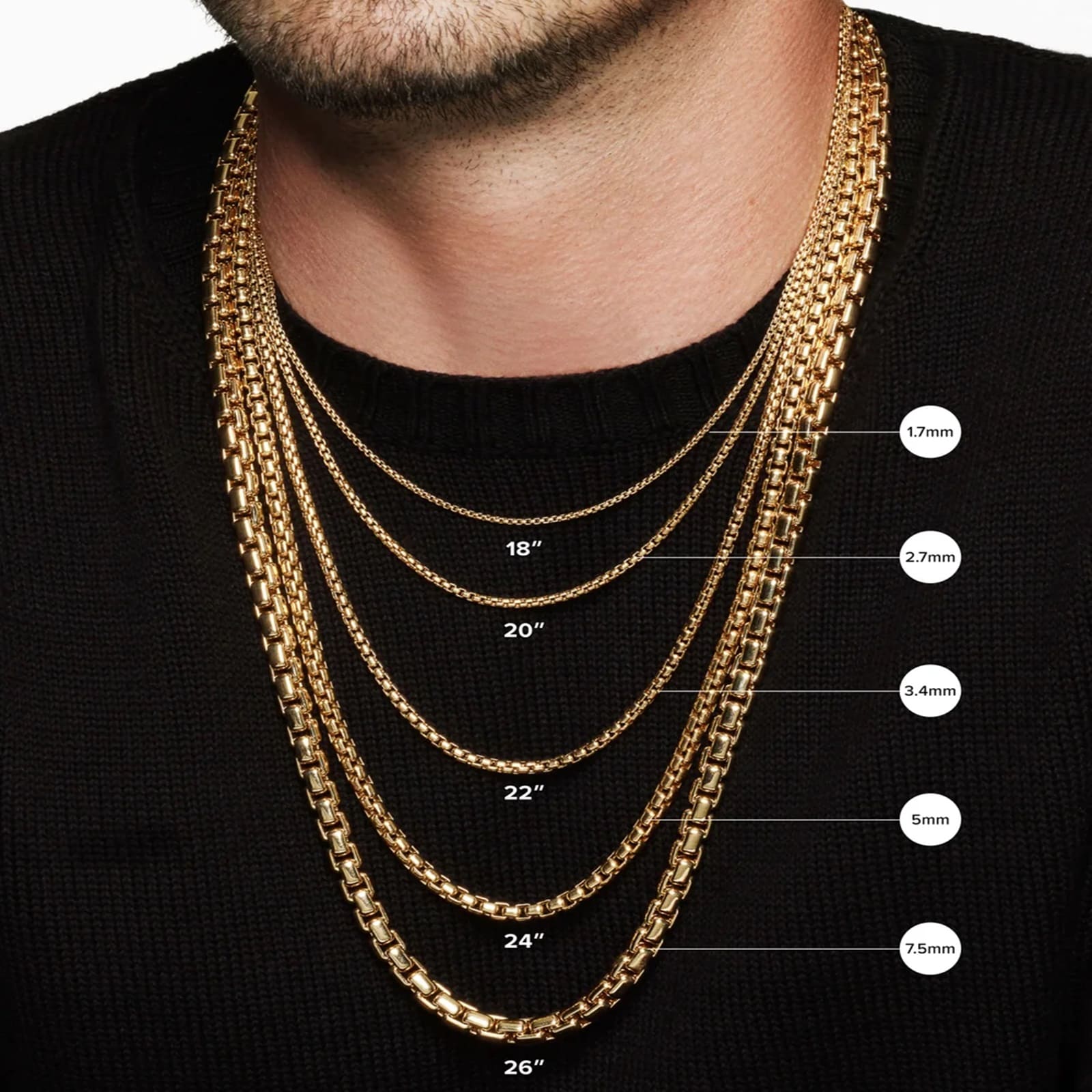 David Yurman Box Chain Necklace in 18ct Yellow Gold, 1.7mm David Yurman Box Chain Necklace in 18ct Yellow Gold, 1.7mm